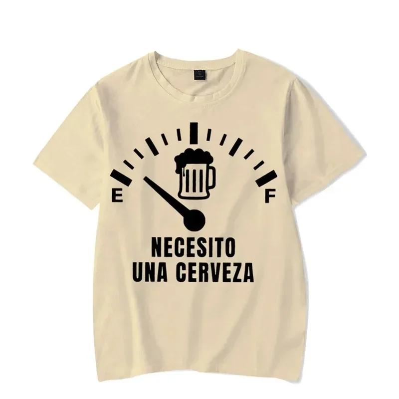 Men's Street T-shirt Necesito Una Cerveza Print Tops Tees Summer T Shirt Oversized Tee Shirt for Men Tshirt Clothing Unisex Tops