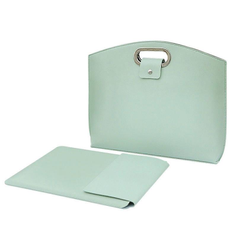 Leather Laptop Sleeve Crossbody Bag Replacement For 13.3/14.1 Inch Laptops And Tablets Mint Green Handmade