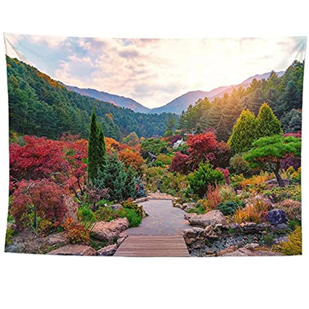 Спальня Гостиная Гобелен Парк Цветы Природный Пейзаж Узор Модный Домашний Декор Гобелен — фото 7