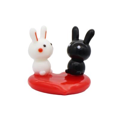 Four Cart Cute Handmade Glass Lovely Rabbit