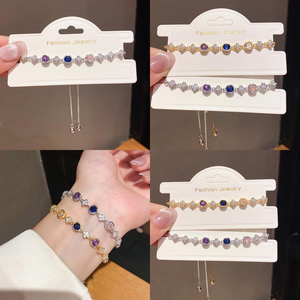 Floral Zirconia Pendant Bracelet With Gold Plating For Elegant Women
