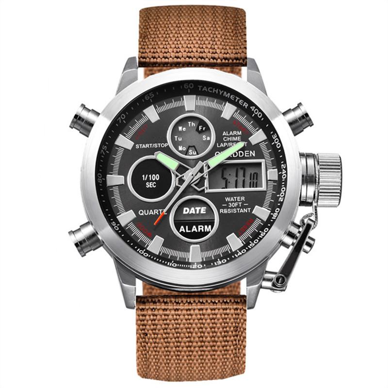 Relogio Masculino Original Big Brand Men Watches Cool Fashion Nylon Band Sport Dual Time Digital Watch Reloj Hombre Montre Homme