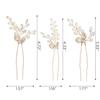 SWEETV Hair Pins, 3Pcs Bridal Hair Accessories Pearl Bride Wedding Hair Pins Leaf Bridal Head Piece Rhinestones Gold Hair Jewelry for Women and Girls