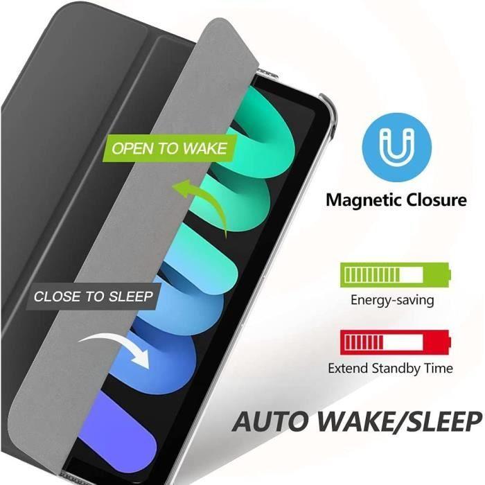 Schutzhülle - für iPad mini 6 - 2021 - Schwarz - Kratzfest - Ständer Automatische Aufweck-/Schlaf-Funktion