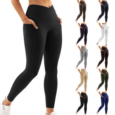 Women High Waisted Drawstring Side Pocket Plain Cool  Full Length Joggers Yoga Pants