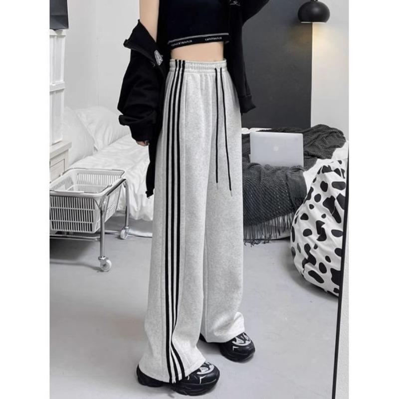 Striped Casual Straight Sweatpants Women's Spring and Autumn New Loose Sweatpants Trend Versatile Wide-leg Trousers