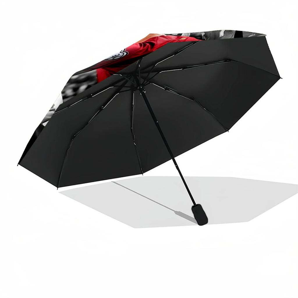 Cr7 Football Legend Portable Automatic Umbrella Folding Umbrella with 8 Ribs Durable Plastic & Iron All-Season Umbrella for Travel Fashionable