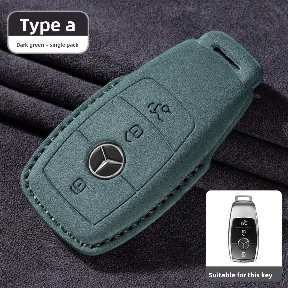 For Mercedes E300L Key Cover GLC260 Leather Case for Men E260L Car Accessories Suede Flip