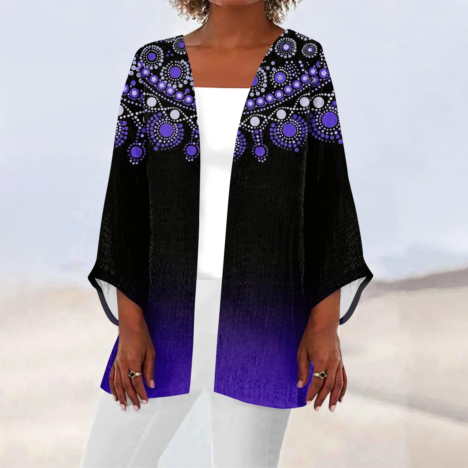 

Women s Casual Fashion Retro Printed Lightweight Medium Length Jacket Cardigan S