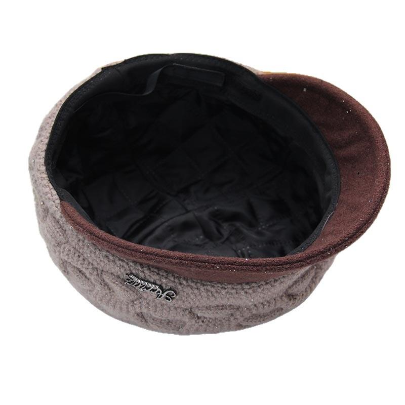 Ladies autumn and winter twist knitted cap sequined warm short brim beret middle-aged and elderly mother versatile wool hat