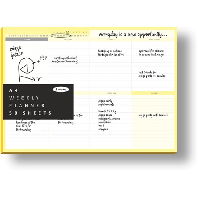 Anupam Weekly Planner Pad, Soft back Desk Planner Notepad, Tear-off organiser notepad, To-do list notebook, Productivity