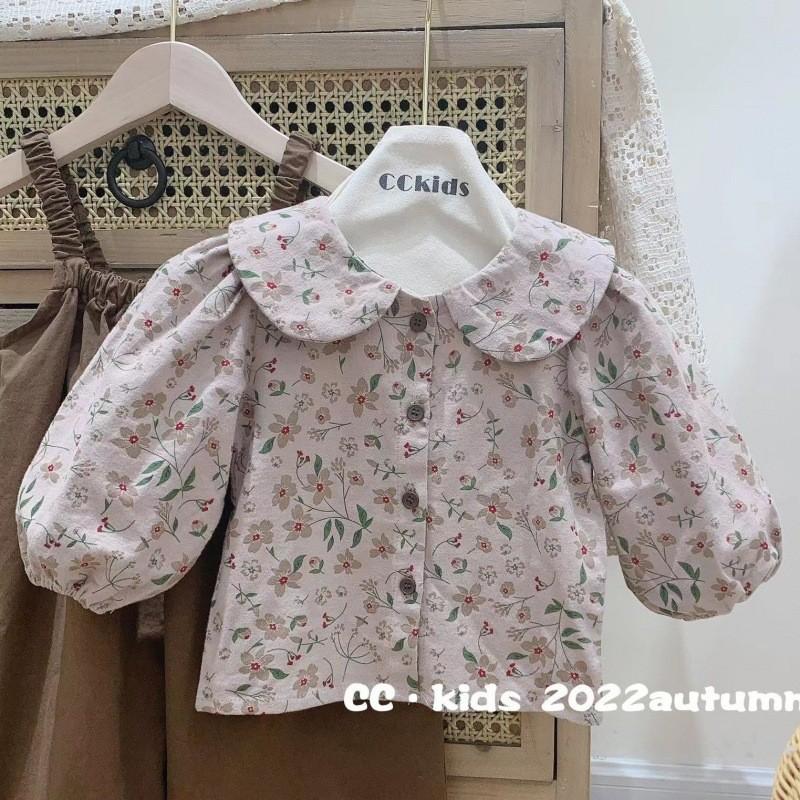 

Stylish Girls Autumn Set 2023 Trendy Spring Autumn Two Piece Outfit With Floral Shirt Floral Top,90cm