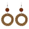 New summer bohemian retro vacation grass vine woven earrings femininity long island beach wooden earrings