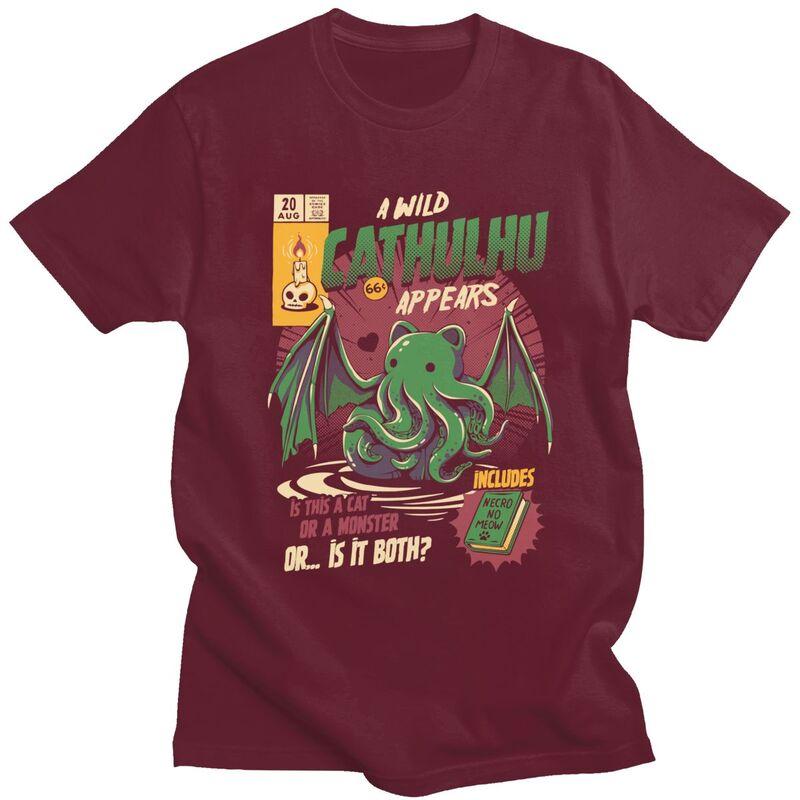 Custom Classic A Wild Cthulhu T Shirts Men ShortSleeve Lovecraft Movie Tshirts Casual Tee Pure Cotton Slim Fit Tshirts Gift