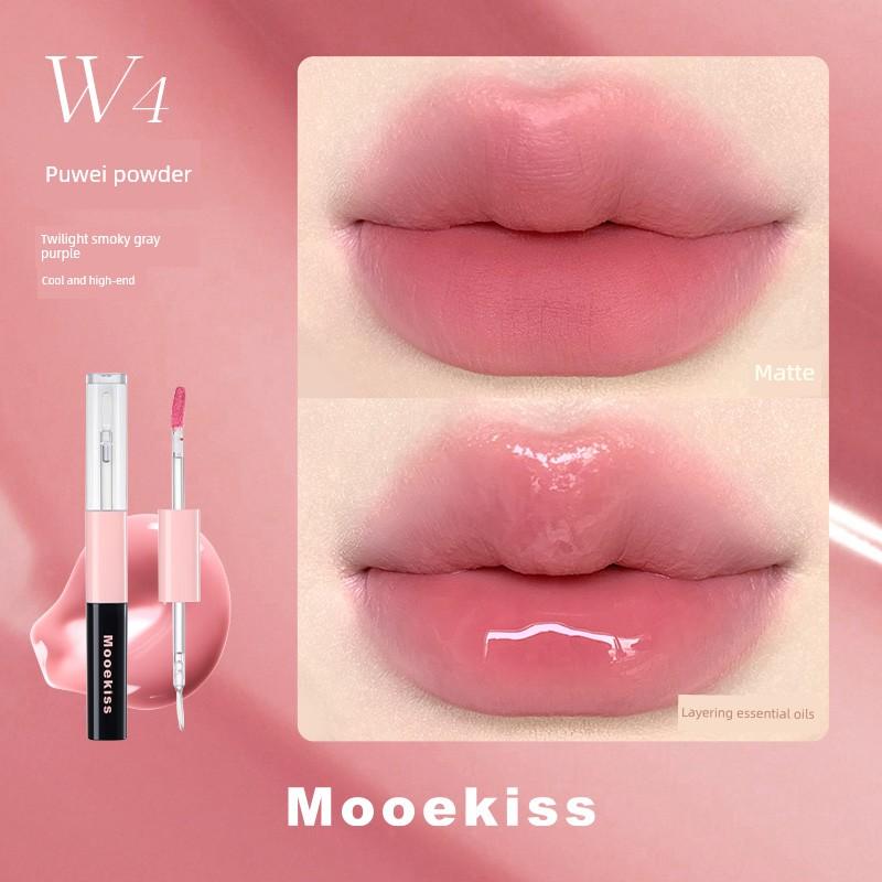 Mooekiss Double-Ended Lip Glaze Lip Mud Lip Gloss Moisturizing Lip Gloss Lip Glaze Whitening Lipstick Matte Finish
