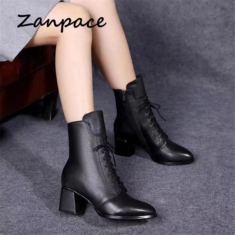 2025 New Leather Women Boots Thicked Velvet PU Women Shoes Women's High-heeled Cotton Keep Warm Winter Boots Zapatos De Mujer
