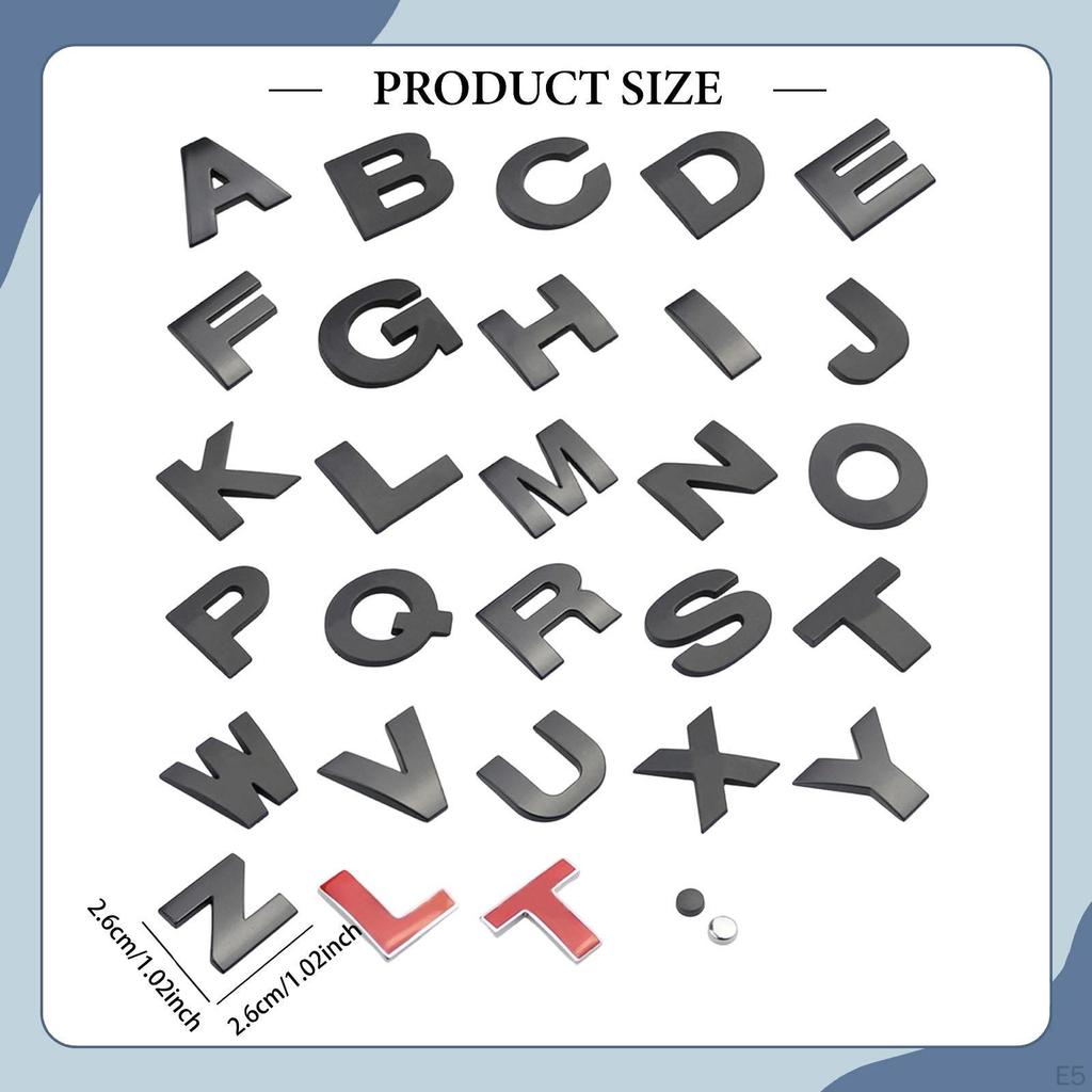 26 Pieces 3D Car Letter Sticker Alphabet Installation Vehicle Body Decal Auto for Door SUV