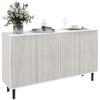 Küchen-Sideboard Aufbewahrungsschrank für Wohnzimmer mit verstellbaren Regalen 4 Türen und Kiefernholzbeinen Weiß