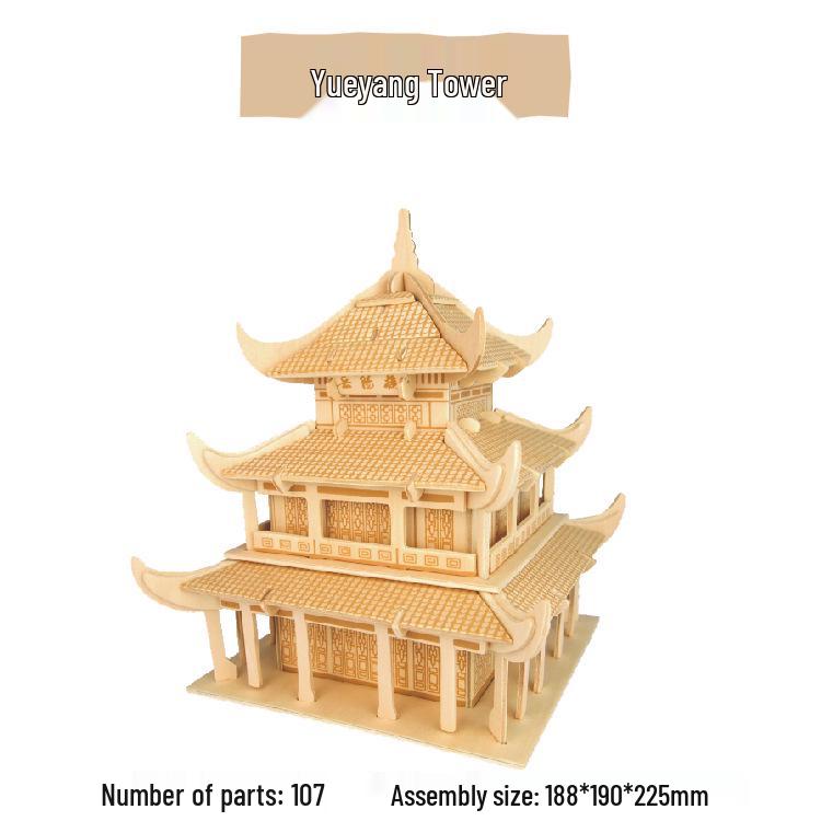 3D Wooden Jigsaw Puzzle Model - Four-Piece Street Stall Children's Toy