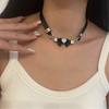 Y2K Aesthetic Heart Bowknot Choker Necklace Trendy Neckchain Jewelry Accessory Deliacte Pendant Neck Chains for Women