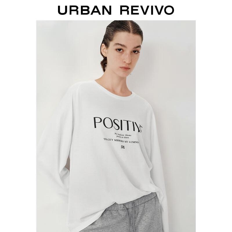 UR 2025 Autumn Women's Letter Print Cotton Long Sleeve T-Shirt