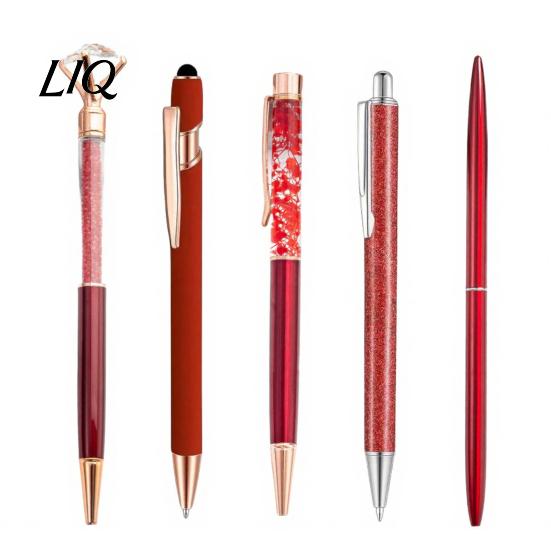 Shining Pearl Diamond Pen 5PCS Metal Ballpoint Pens, with Sparkling Rhinestone Decor, Elegant Top Smooth Press Mechanism Writing Pen, for Kids Adults