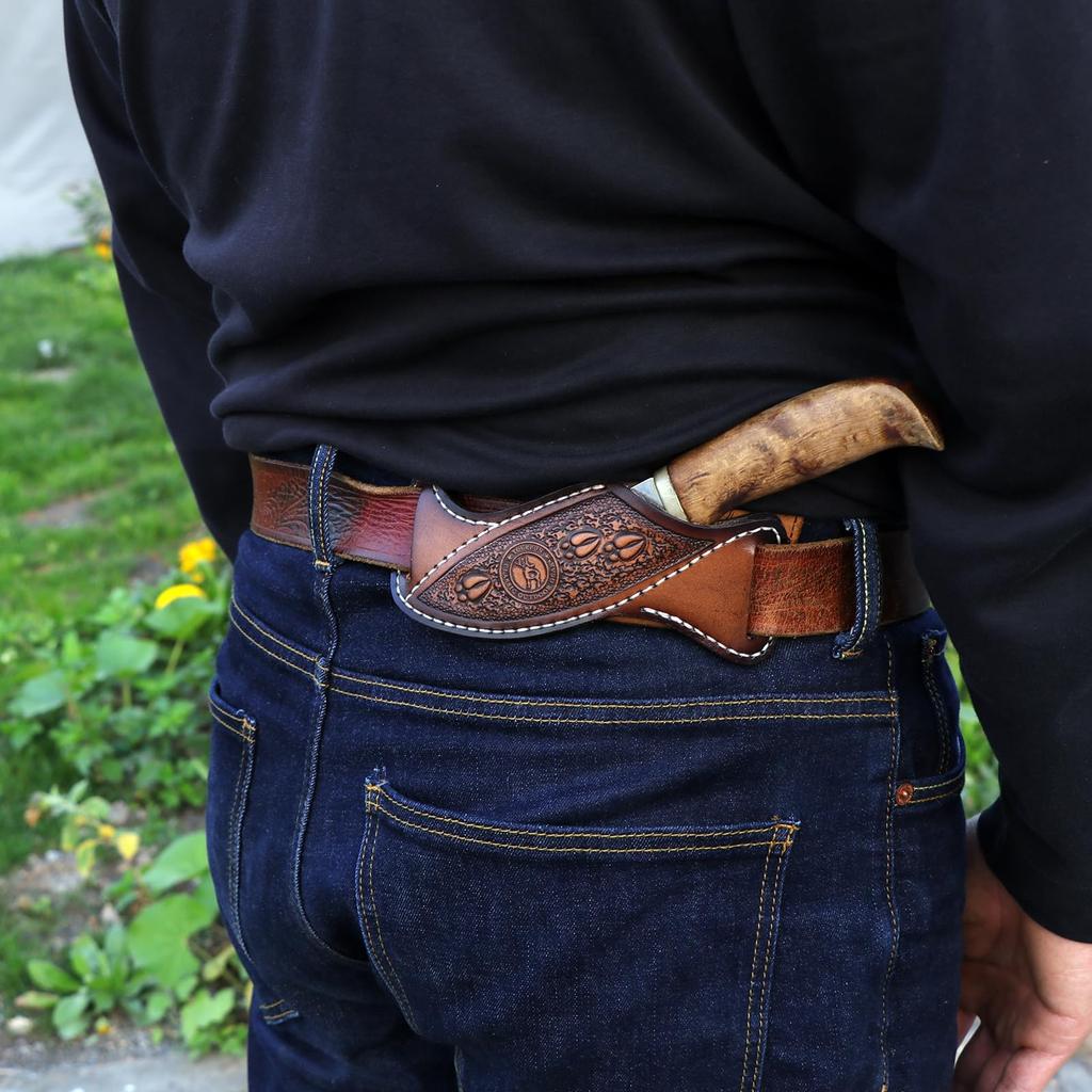 TOURBON Knife Case Leather Sheath Knife Holder for Belt Camping Fishing Survival Game Outdoor