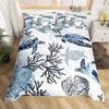 Kids Sea Turtle Duvet Cover Set Queen King Size Ocean Bedding Set Boys Girls Teens Women Men Bedroom Decor 3 Piece Set