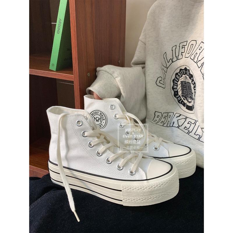 Thick-soled heightening canvas shoes female student muffin shoes 609