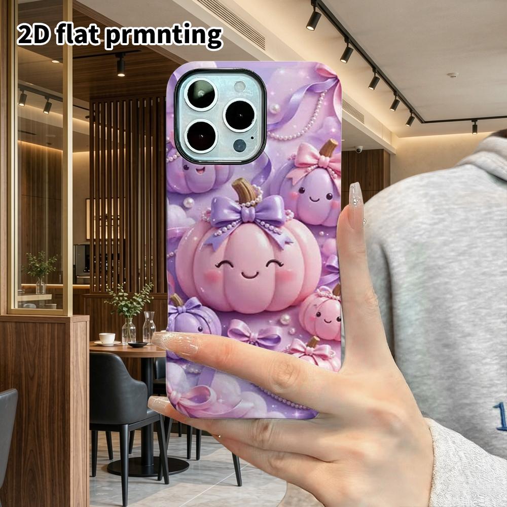 Phone Case: 2D Flat Design Suitable for iPhone 18, 17, 16, 15, 14, 13 Pro Film Protective Case, Couple Style, Cute Pumpkin, Christmas and Halloween Gi