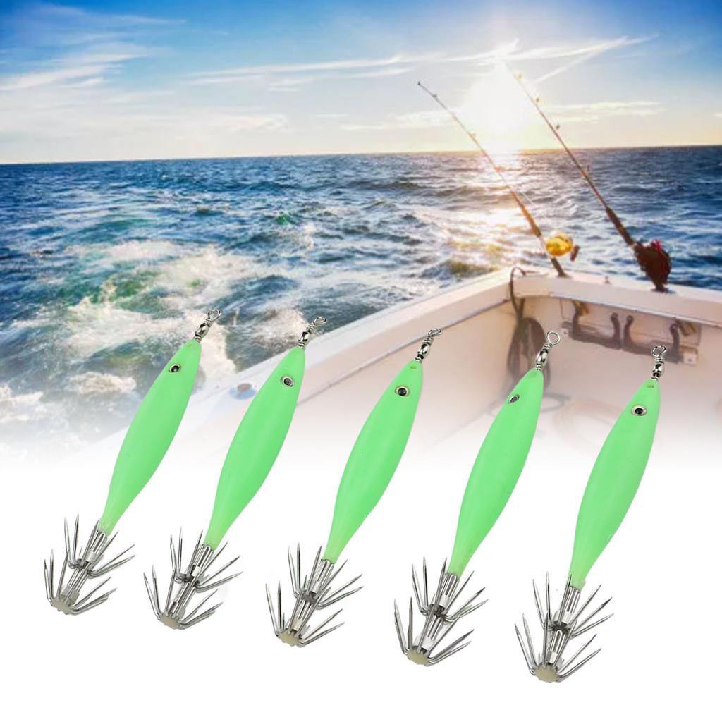 5Pcs 8cm Fishing Lure with Hook Cuttlefish Jig Wood Shrimp Bait for Outdoor Saltwater Freshwater