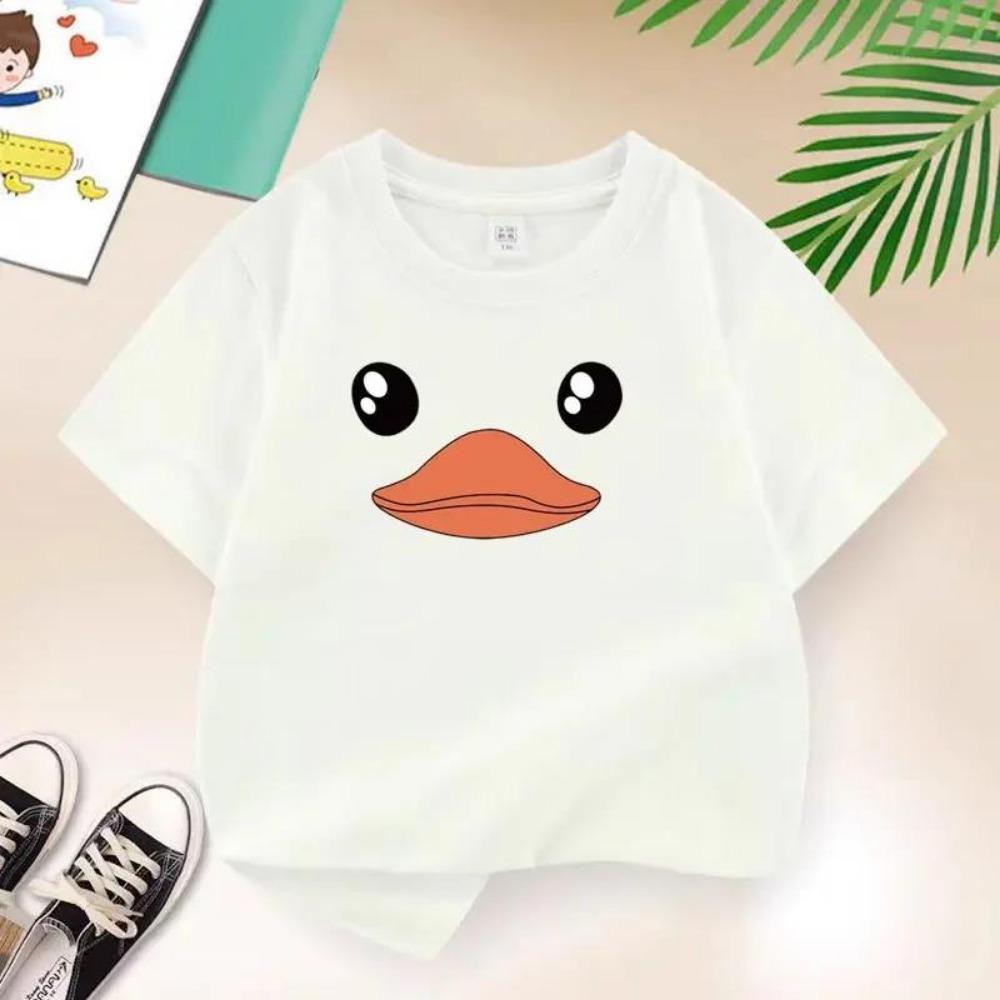 Duck Smiley Face Cartoon Printed Children's T-shirt Summer Short Sleeved