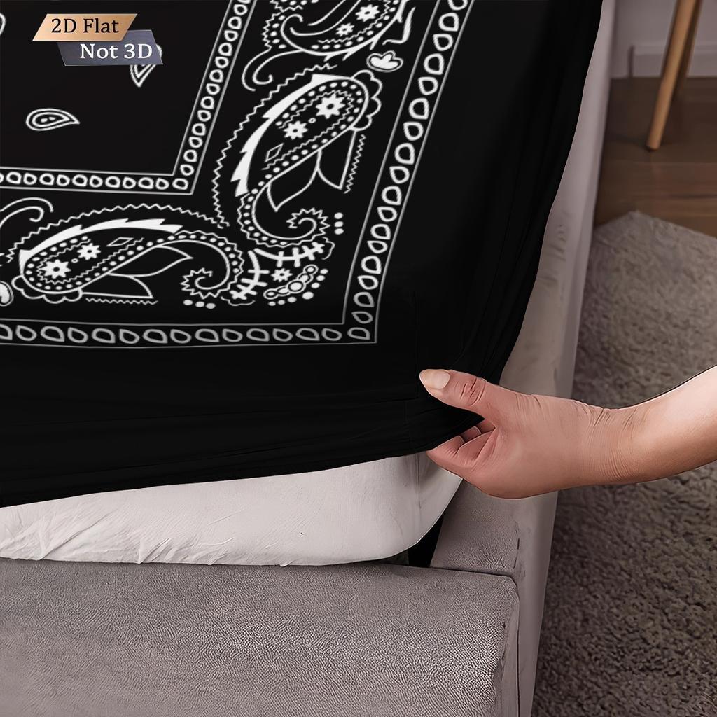 3pcs Retro Black Wave Pattern Print Coreless Bed Sheet Set Multiple Sizes Soft Bedcover Bedroom Bedding Decoration