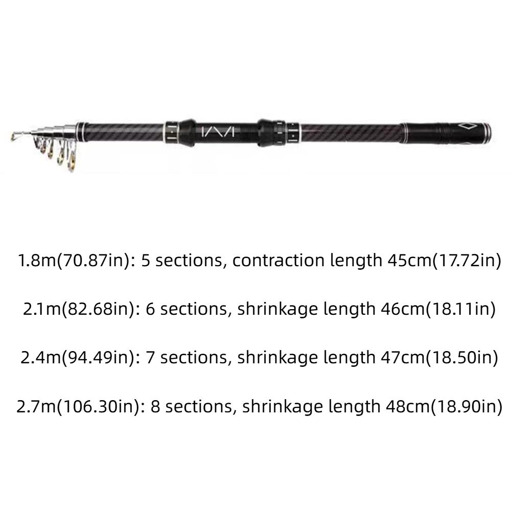 Portable Telescopic Fishing Rod Ultra Short 45cm Storage Mini Fishing Pole Small 1.8m-2.7m Length Fishing Hand Pole River Pond