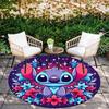 1pc Stitch Round Area Rug - Non-Slip, Machine Washable Polyester Carpet for Living Room & Bedroom Decor