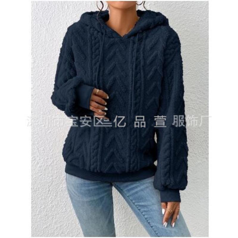 IHUASU Women's Fashion Casual Solid Color Print Long Sleeve Hooded Hoodies & Sweatshirts International design