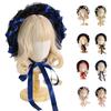 Ligwon Lolita Maid Lace Hat with Hair Mori Gothic Small School Tea Party Hat, Bonnet, Hat, Ribbon, Accessory, Girl, Lolita, Princess, Doll, Face,