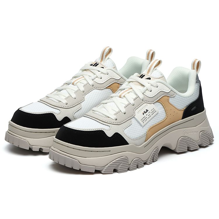 Fila Fashion Sneakers Hike Synthetic Leather Fabric Comfortable Versatile Low-Top Dad Shoes Women Sneakers Gray Black F12W144132FWB