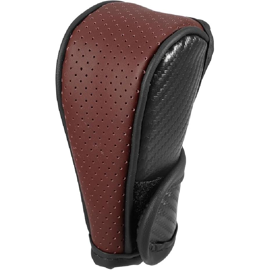 1 Pc Universal Car Shift Knob Cover - Automatic Car Knob Gear Sticky Protector Carbon Fiber Pattern Breathable - Faux Leather Black