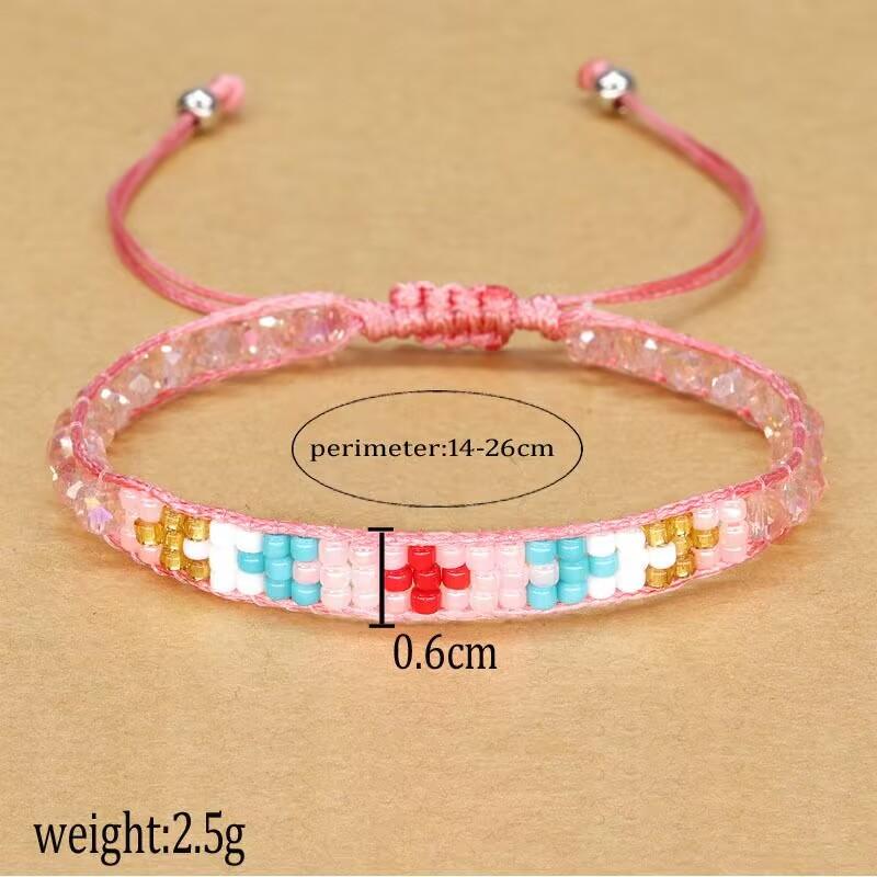 Handmade Woven Bracelets Boho Multicolored faceted Glass Beads Woven Bracelet Women Men Boho Handmade Chic Jewelry