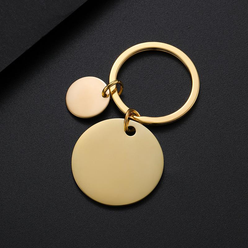 30MM Stainless Steel Laser-Printed Round Plate Keychain - Engravable Metal Gift