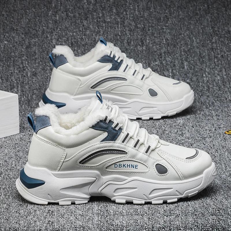 

New Style Winter Men s Casual Cotton Shoes Basketball Sports Outdoor Walking Sneakers Lace-up Waterproof Mans Shoe Hard-Wearing 39 синий