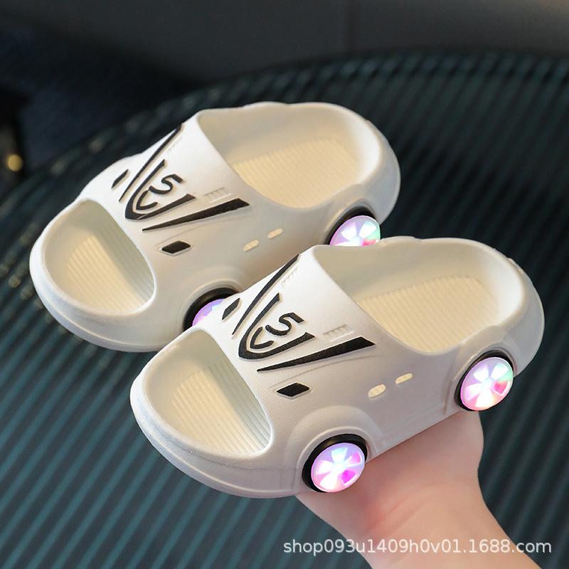 Fashion CINESSD Kids Luminous Slippers Summer Sandal Indoor Outdoor Soft Anti-slip Cartoon Car Kids Shoes Personality Children Sandals