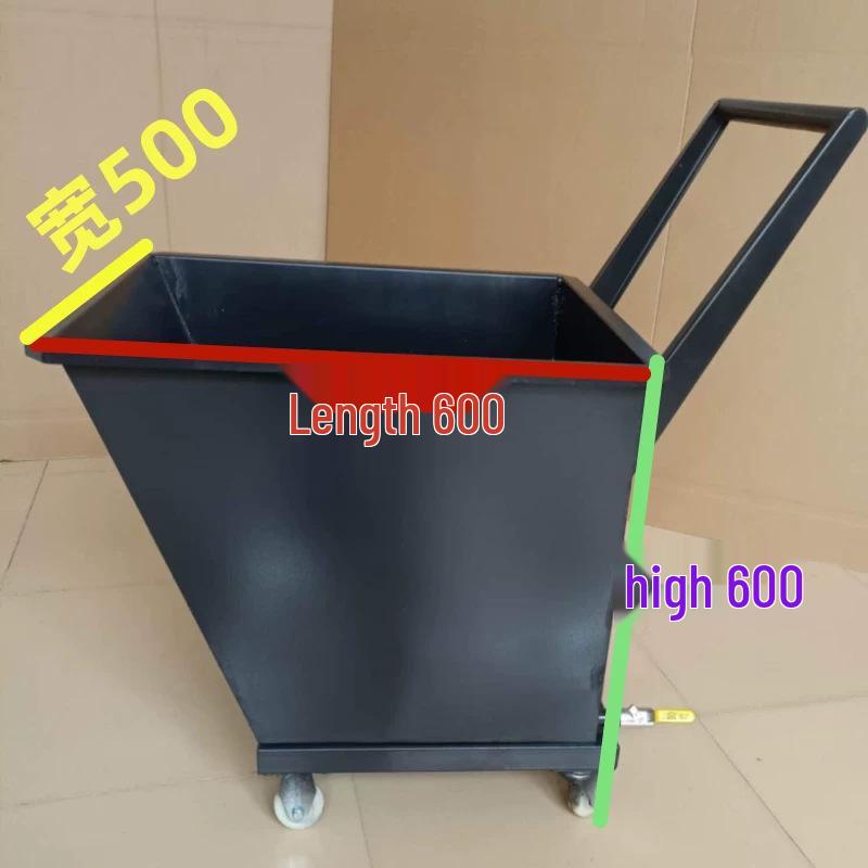 Chip Collection Cart: Handcart Machine Tool Conveyor, Iron Chip Hopper, Tipping and Waste Material Pusher.