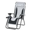 Zero Gravity Lounger Chair, Folding Reclining Patio Chair with Padded Seat, Cup Holder, Soft Cushion and Headrest for Poolside, Camping, Light Grey
