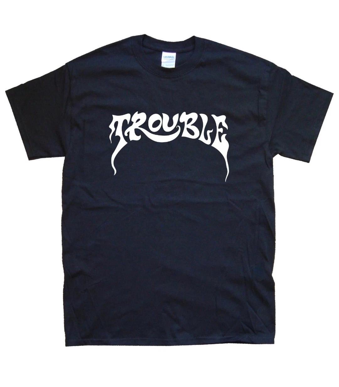 Men s and Women s T-shirts TROUBLE Graphic T-SHIRT sizes S M L XL XXL colours Black, White S