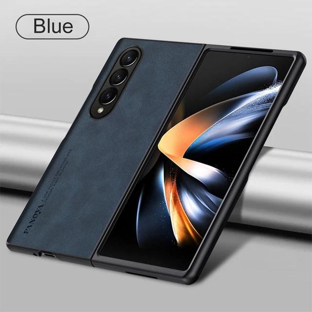 For Samsung Galaxy Zfold4 Zfold6 Zfold Z Fold 5 4 3 Fold5 Fold4 Fold3 5G Silicone Shockproof Bumper Sheepskin Leather Case
