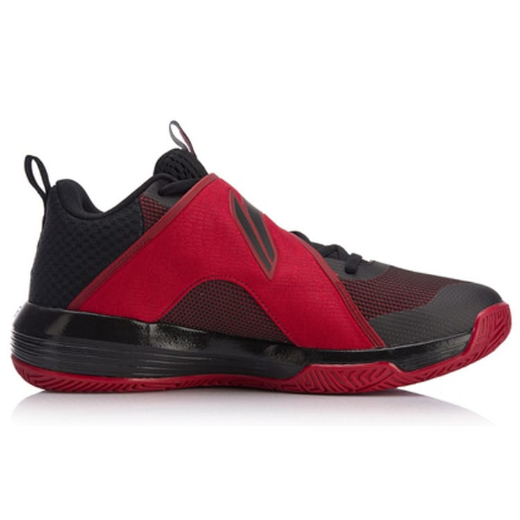 Li Ning Yushuai Non Slip Lightweight Mid Top Basketball Shoes Men's Black Red ABPN015-5