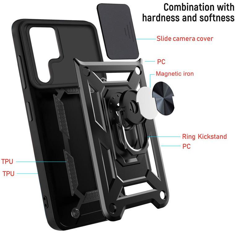 Samsung S22 Ultra Anti-Drop Phone Case with Push-Window and Car Ring
