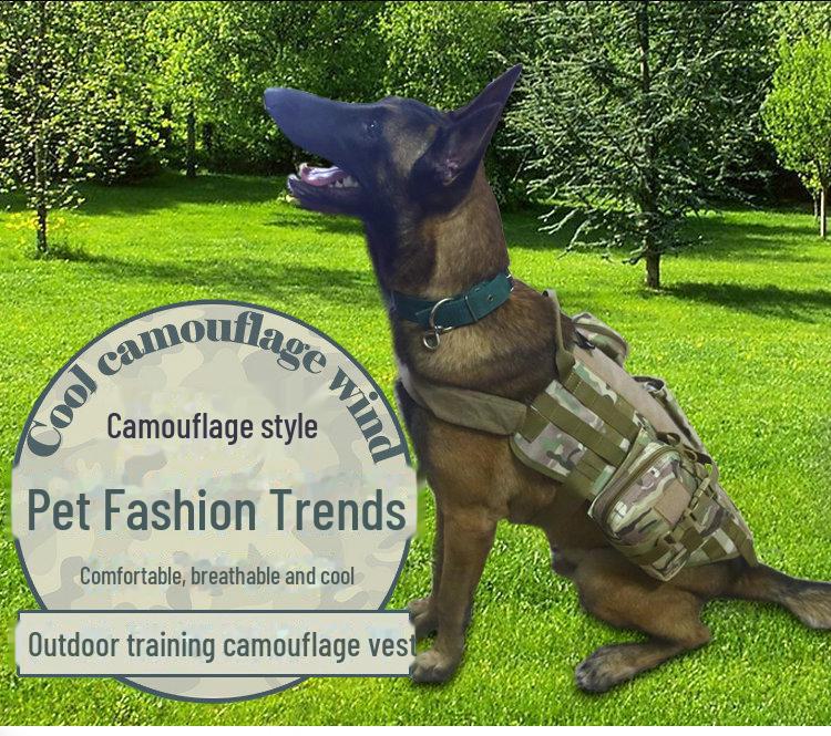 Kamizelka taktyczna dla psów w kamuflażu dla średnich i dużych psów – nylonowy kombinezon do użytku na zewnątrz